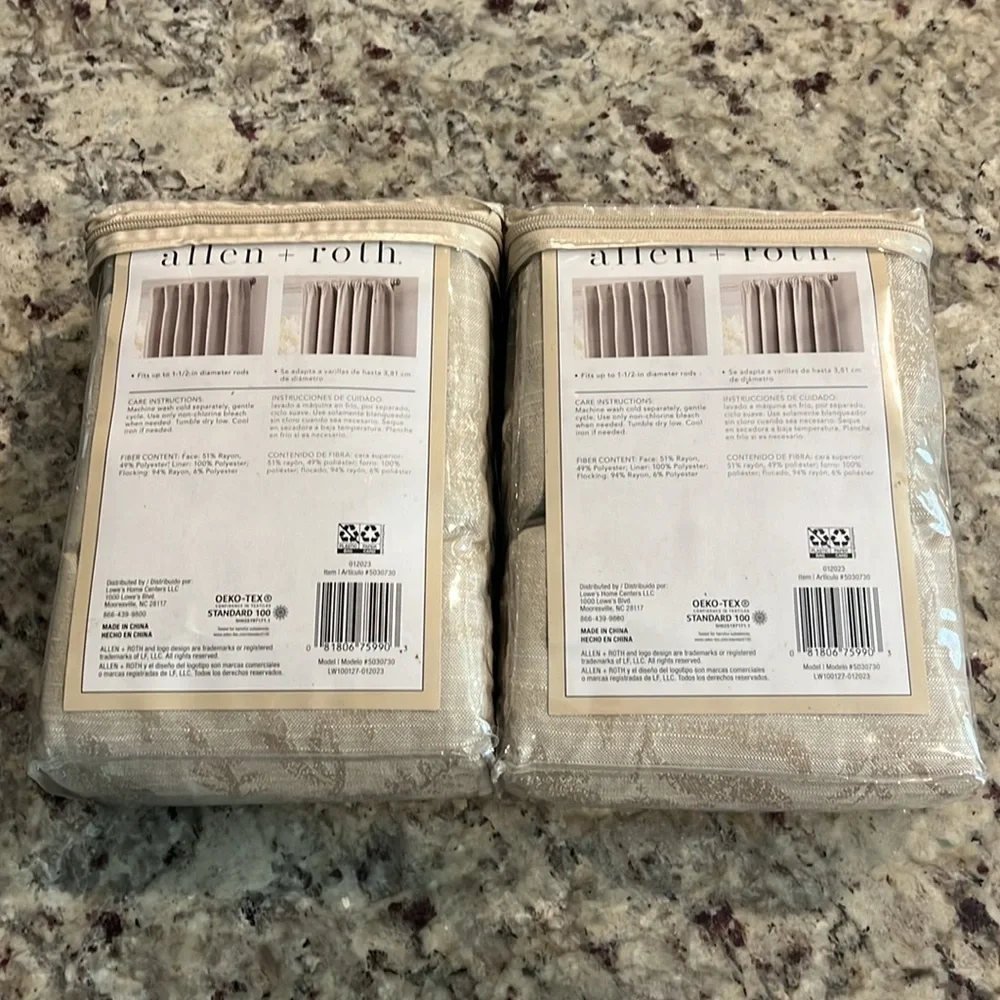 2PK Allen+Roth 50x84-in Cream Blackout Thermal Lined Grommet Curtain Panel